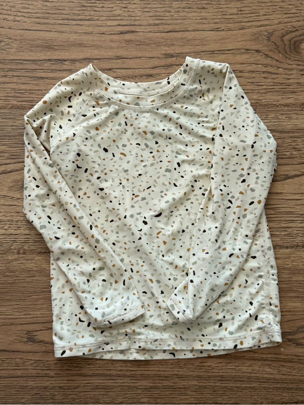Rylee + Cru Cream LS Swim Top w/ Terrazzo Print 4-5Y